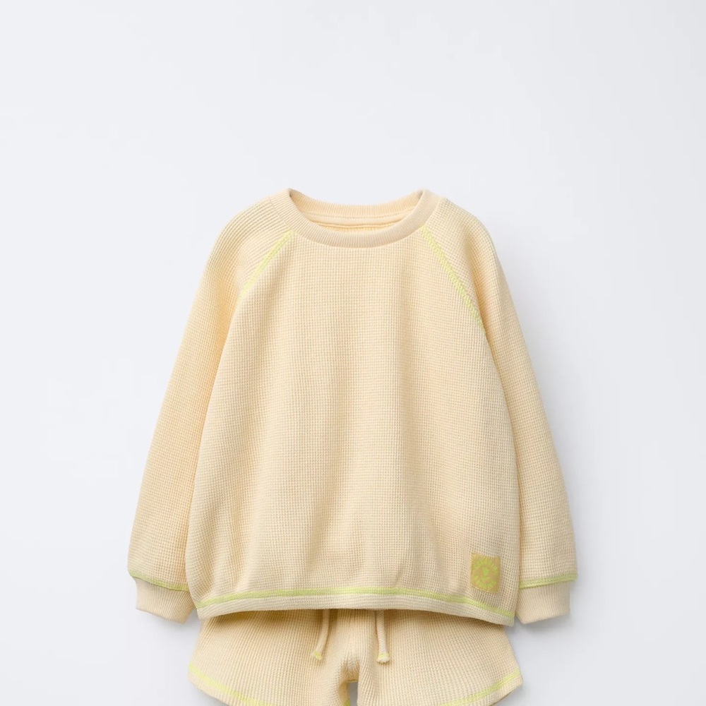 Zara Yellow Knit Sweater and Shorts Set